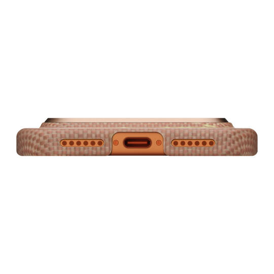 Apple iPhone 17 Pro Kılıf M-safe Şarj Özellikli Aramid Karbon Fiber Pitaka Glints of Gold Ultra Slim Serisi Kapak - 9