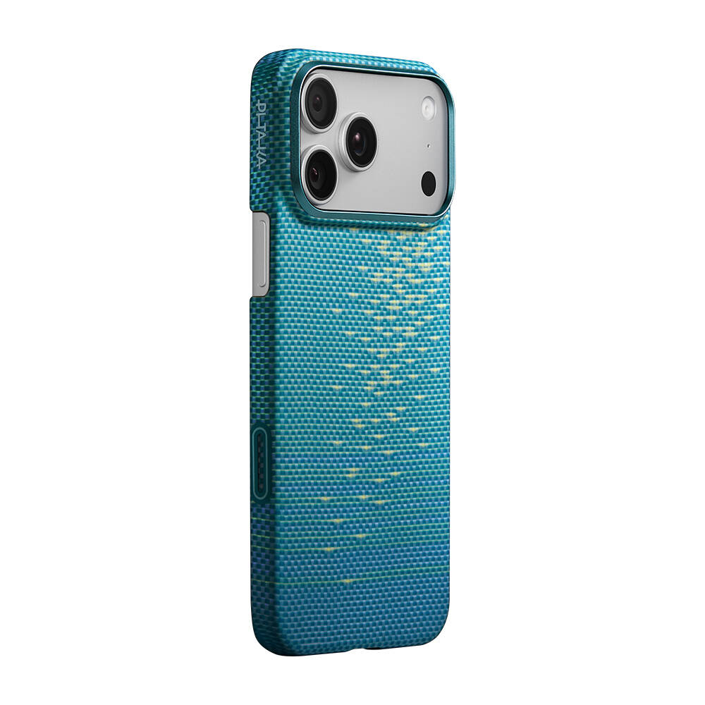 Apple iPhone 17 Pro Kılıf M-safe Şarj Özellikli Aramid Karbon Fiber Pitaka Glints of Gold Ultra Slim Serisi Kapak - 14