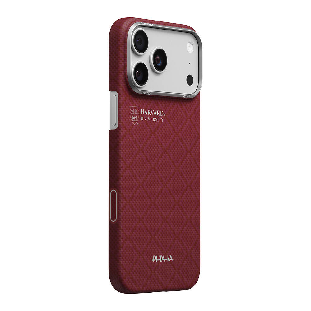 Apple iPhone 17 Pro Kılıf M-safe Şarj Özellikli Aramid Karbon Fiber Pitaka Harvard University Serisi Kapak - 2