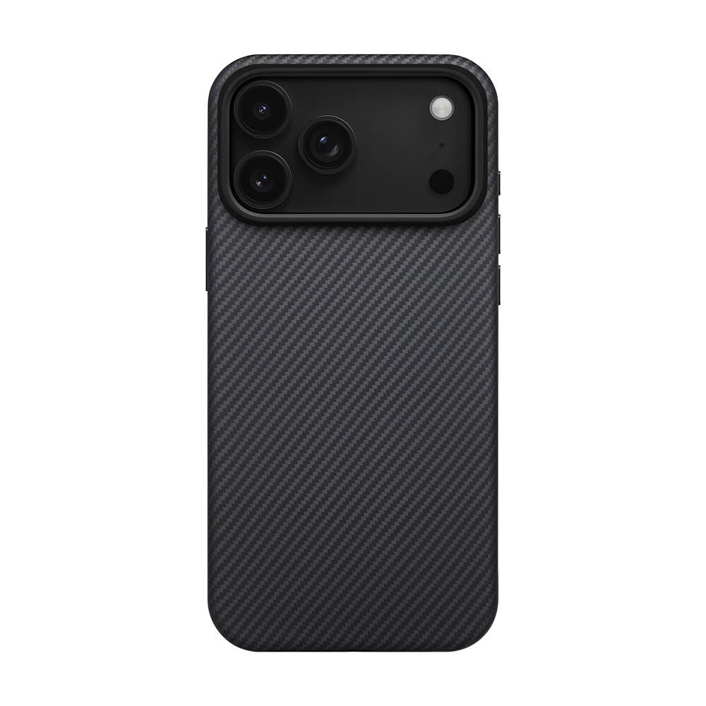Apple iPhone 17 Pro Kılıf M-safe Şarj Özellikli Aramid Karbon Fiber Pitaka Military-Grade Classic Serisi Black-Grey Twill Kapak - 2