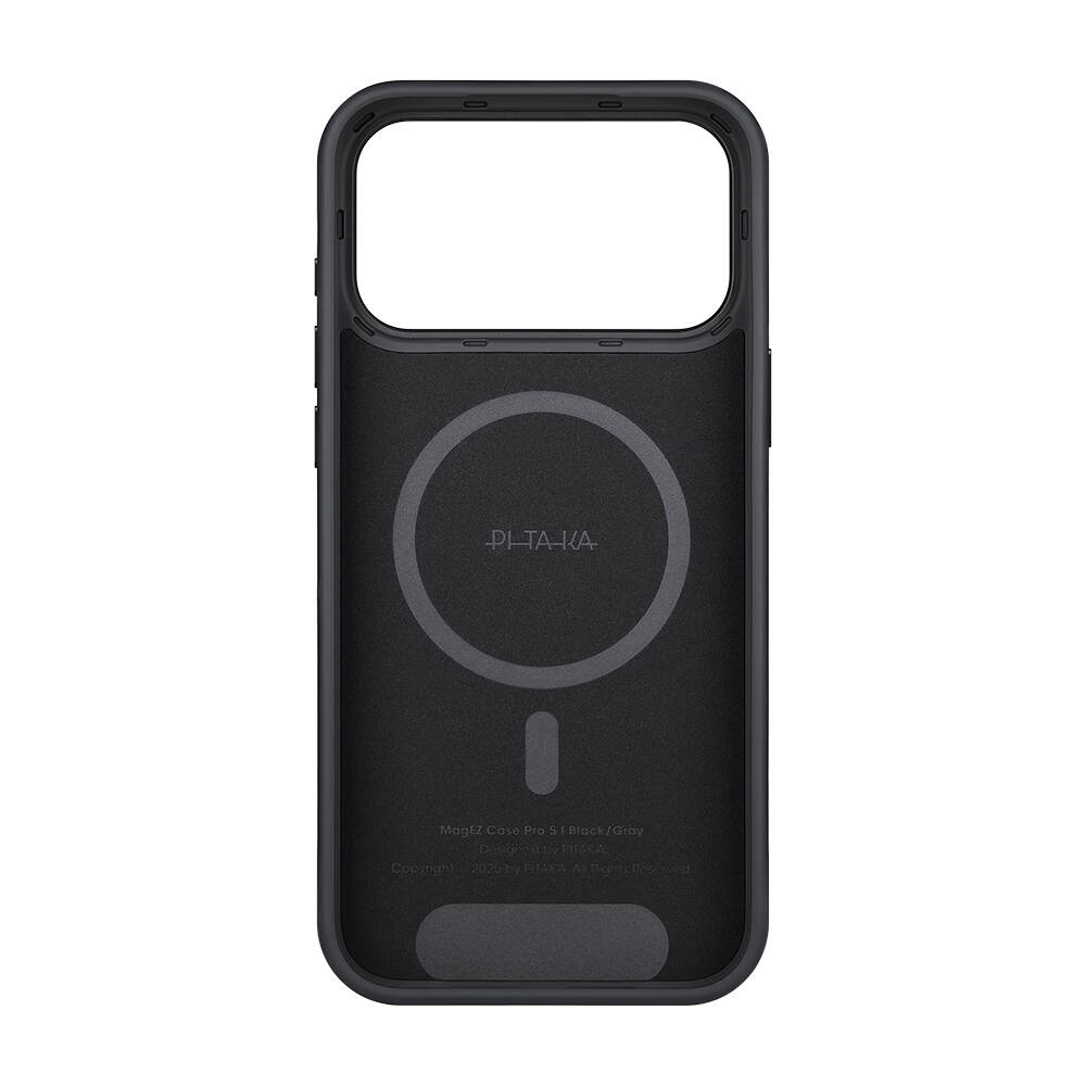 Apple iPhone 17 Pro Kılıf M-safe Şarj Özellikli Aramid Karbon Fiber Pitaka Military-Grade Classic Serisi Black-Grey Twill Kapak - 4