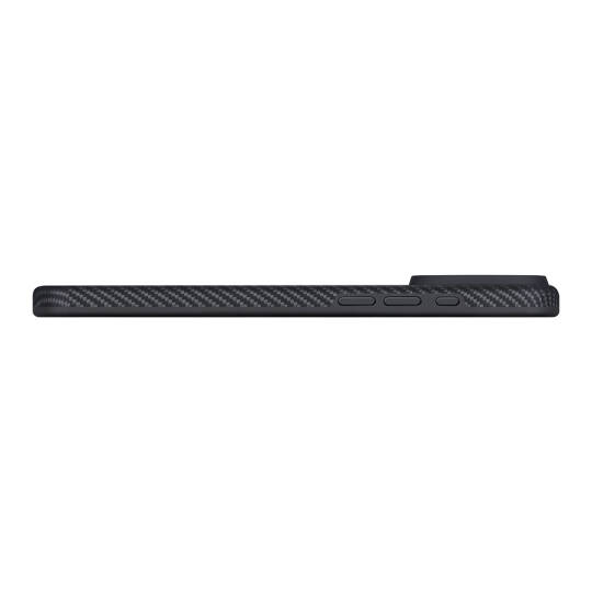 Apple iPhone 17 Pro Kılıf M-safe Şarj Özellikli Aramid Karbon Fiber Pitaka Military-Grade Classic Serisi Black-Grey Twill Kapak - 5
