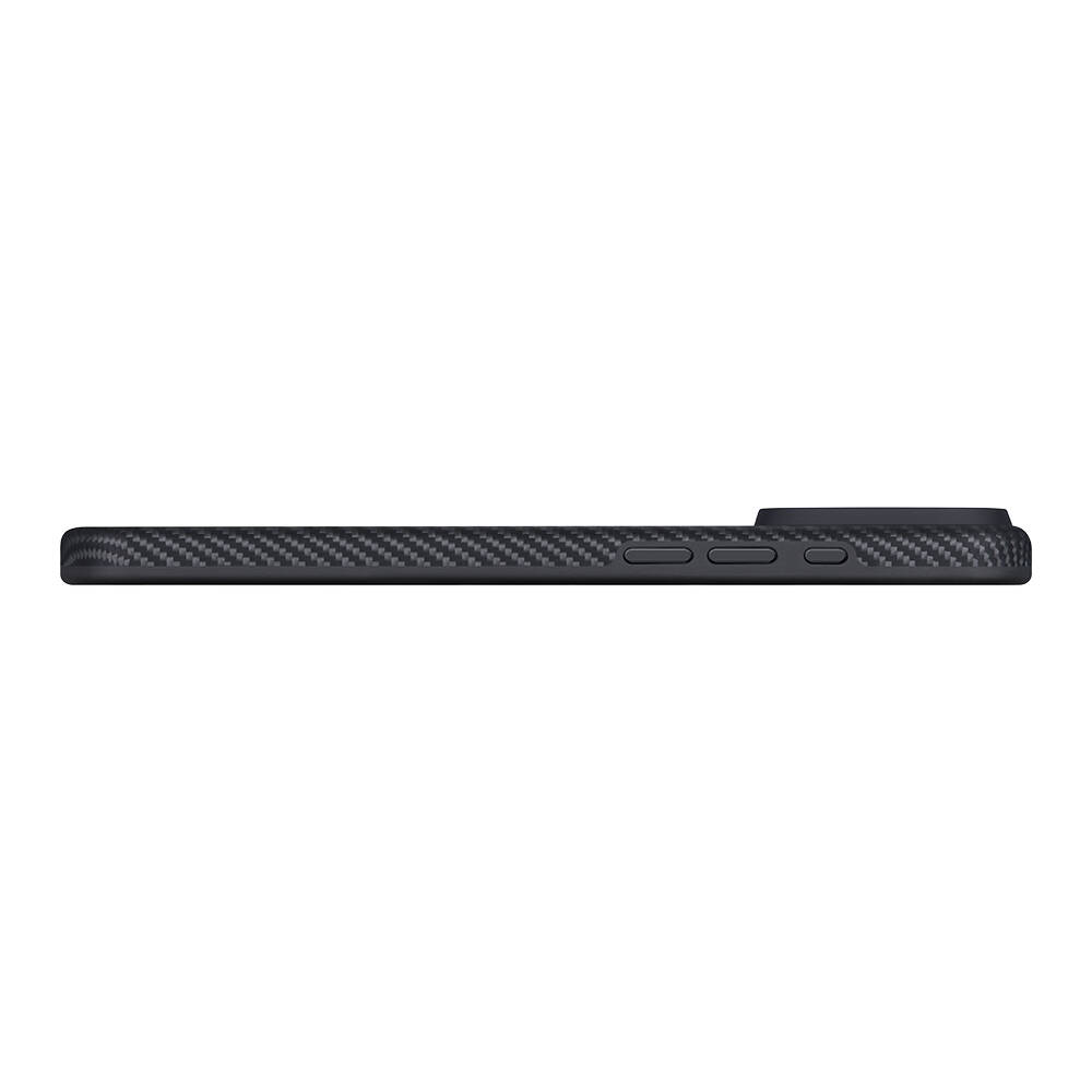 Apple iPhone 17 Pro Kılıf M-safe Şarj Özellikli Aramid Karbon Fiber Pitaka Military-Grade Classic Serisi Black-Grey Twill Kapak - 5