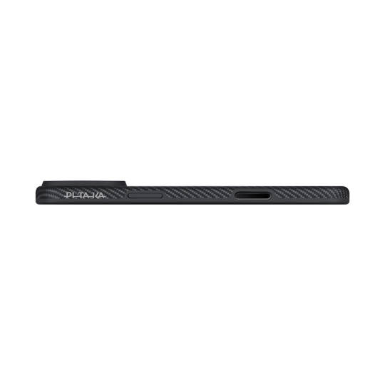 Apple iPhone 17 Pro Kılıf M-safe Şarj Özellikli Aramid Karbon Fiber Pitaka Military-Grade Classic Serisi Black-Grey Twill Kapak - 6