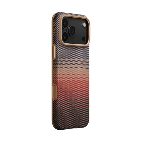 Apple iPhone 17 Pro Kılıf M-safe Şarj Özellikli Aramid Karbon Fiber Pitaka Military-Grade Sunset-Moonrise Serisi Kapak - 3
