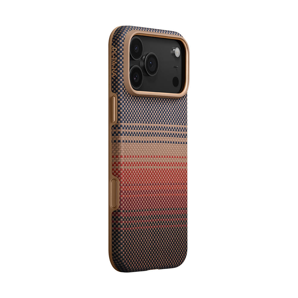 Apple iPhone 17 Pro Kılıf M-safe Şarj Özellikli Aramid Karbon Fiber Pitaka Military-Grade Sunset-Moonrise Serisi Kapak - 3