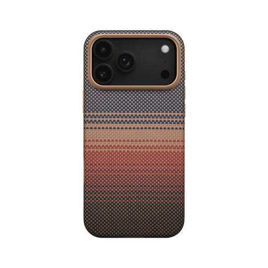 Apple iPhone 17 Pro Kılıf M-safe Şarj Özellikli Aramid Karbon Fiber Pitaka Military-Grade Sunset-Moonrise Serisi Kapak