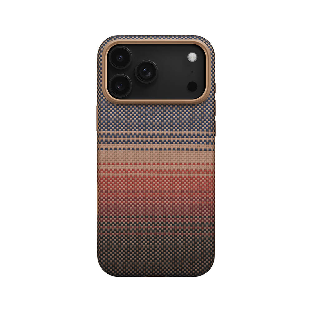 Apple iPhone 17 Pro Kılıf M-safe Şarj Özellikli Aramid Karbon Fiber Pitaka Military-Grade Sunset-Moonrise Serisi Kapak - 1