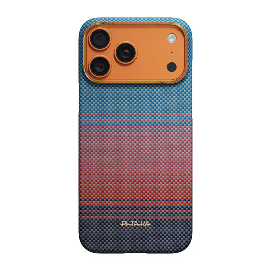 Apple iPhone 17 Pro Kılıf M-safe Şarj Özellikli Aramid Karbon Fiber Pitaka Sunset 2.0 California Dream Serisi Kapak - 19