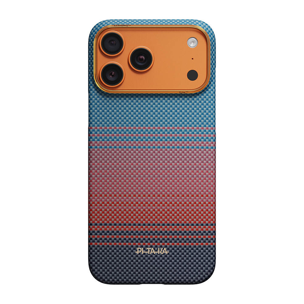 Apple iPhone 17 Pro Kılıf M-safe Şarj Özellikli Aramid Karbon Fiber Pitaka Sunset 2.0 California Dream Serisi Kapak - 19