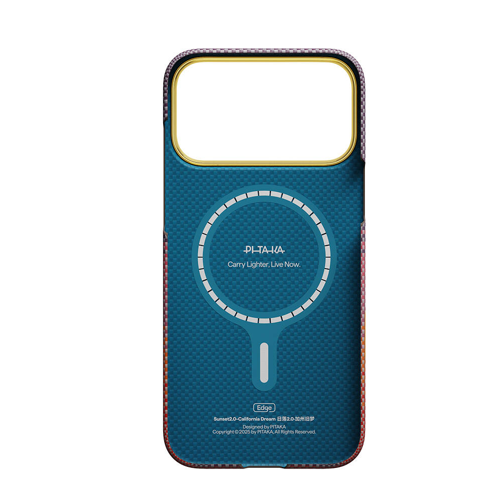 Apple iPhone 17 Pro Kılıf M-safe Şarj Özellikli Aramid Karbon Fiber Pitaka Sunset 2.0 California Dream Serisi Kapak - 10