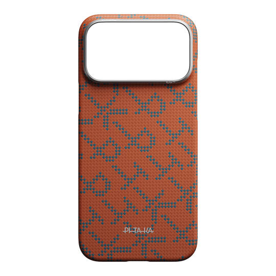 Apple iPhone 17 Pro Kılıf M-safe Şarj Özellikli Aramid Karbon Fiber Pitaka Tactile Woven Monogram Serisi Kapak - 13