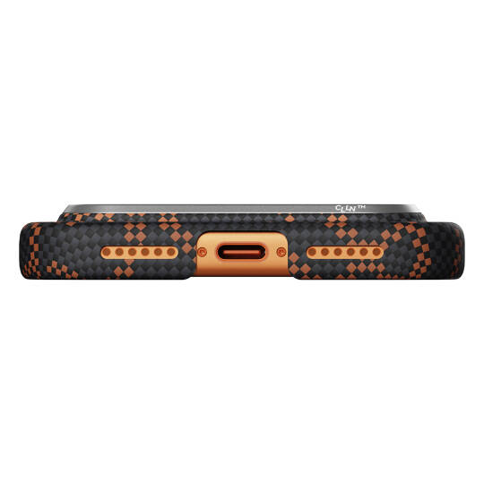 Apple iPhone 17 Pro Kılıf M-safe Şarj Özellikli Aramid Karbon Fiber Pitaka Tactile Woven Monogram Serisi Kapak - 22
