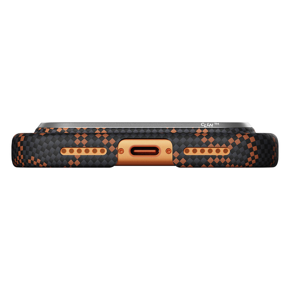 Apple iPhone 17 Pro Kılıf M-safe Şarj Özellikli Aramid Karbon Fiber Pitaka Tactile Woven Monogram Serisi Kapak - 22