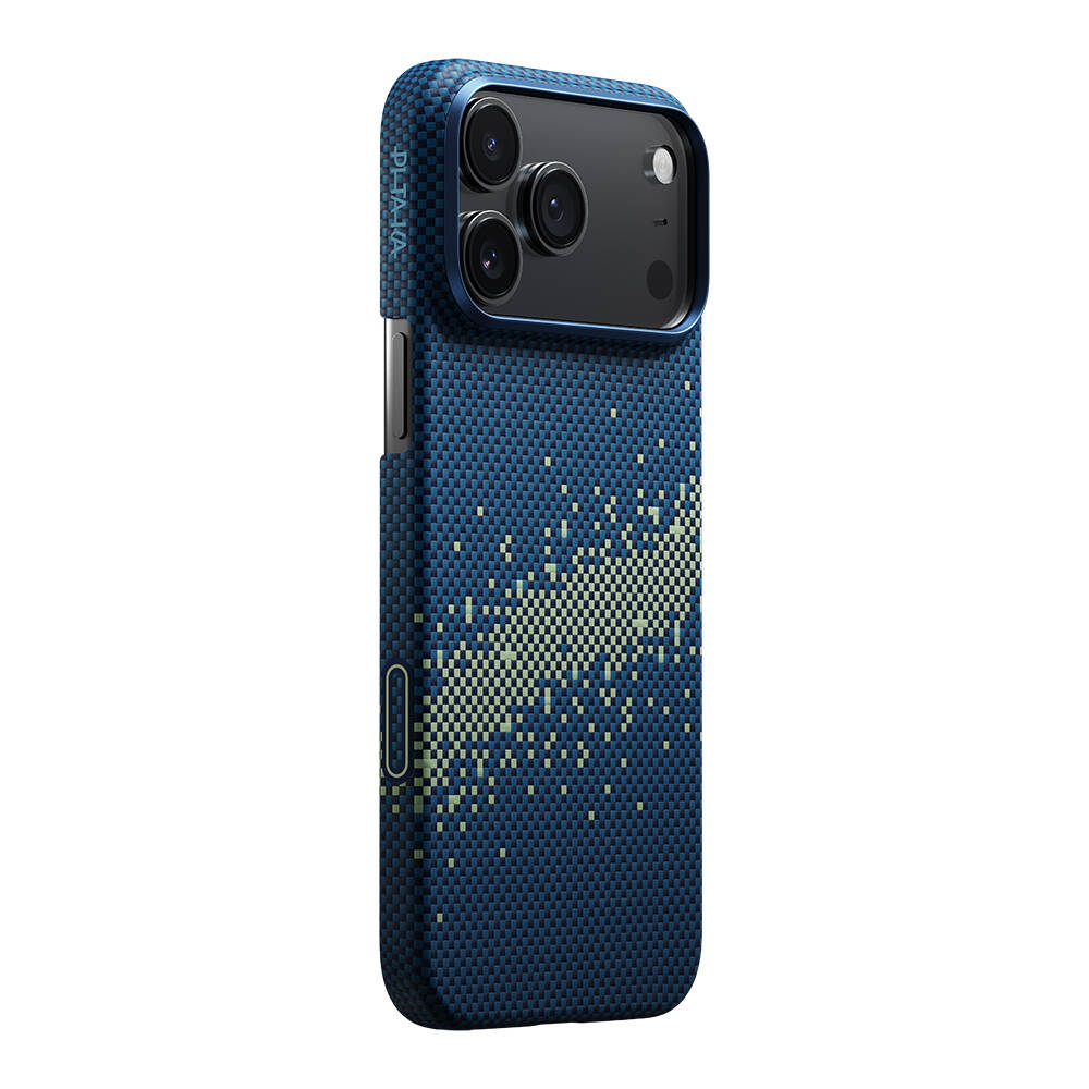 Apple iPhone 17 Pro Kılıf M-safe Şarj Özellikli Aramid Karbon Fiber Pitaka Tactile Woven Starpeak Serisi Milky Way Galaxy Kapak - 1