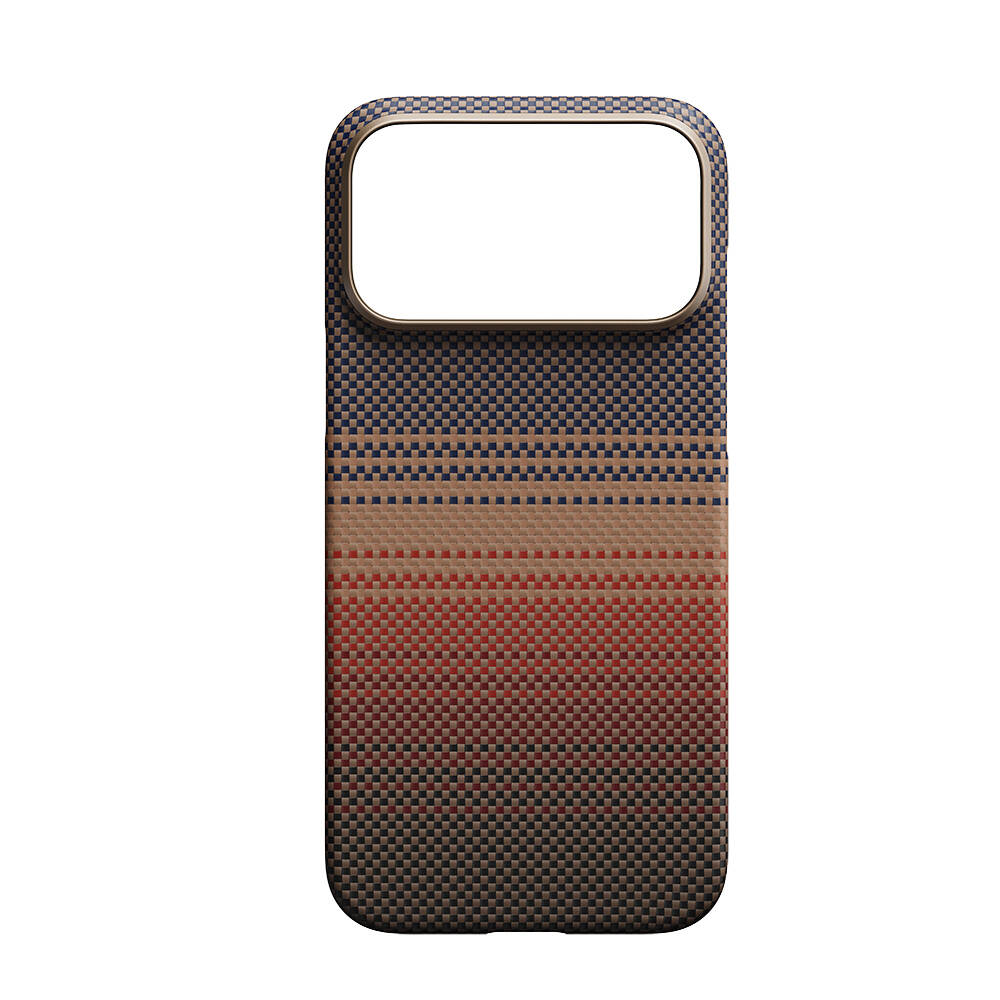 Apple iPhone 17 Pro Kılıf M-safe Şarj Özellikli Aramid Karbon Fiber Pitaka Tactile Woven Sunset-Moonrise Serisi Kapak - 5