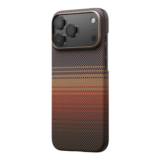 Apple iPhone 17 Pro Kılıf M-safe Şarj Özellikli Aramid Karbon Fiber Pitaka Tactile Woven Sunset-Moonrise Serisi Kapak - 7