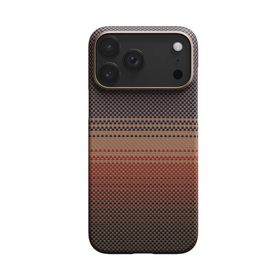 Apple iPhone 17 Pro Kılıf M-safe Şarj Özellikli Aramid Karbon Fiber Pitaka Tactile Woven Sunset-Moonrise Serisi Kapak - 8