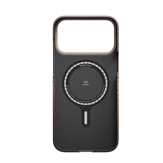 Apple iPhone 17 Pro Kılıf M-safe Şarj Özellikli Aramid Karbon Fiber Pitaka Tactile Woven Sunset-Moonrise Serisi Kapak - 11