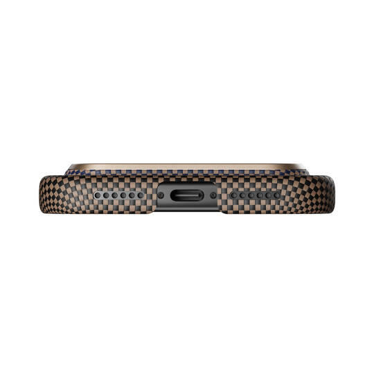 Apple iPhone 17 Pro Kılıf M-safe Şarj Özellikli Aramid Karbon Fiber Pitaka Tactile Woven Sunset-Moonrise Serisi Kapak - 12