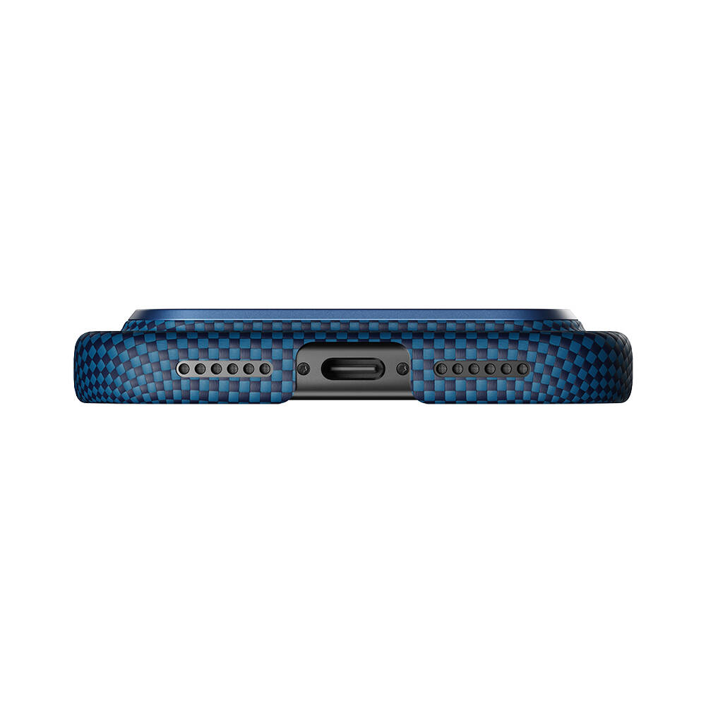 Apple iPhone 17 Pro Kılıf M-safe Şarj Özellikli Aramid Karbon Fiber Pitaka Tactile Woven Sunset-Moonrise Serisi Kapak - 17