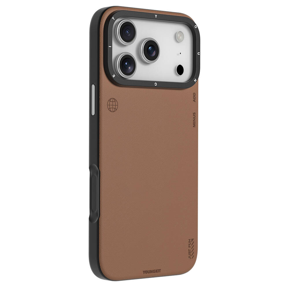 Apple iPhone 17 Pro Kılıf M-safe Şarj Özellikli Basit Mat Deri Desenli Youngkit Tech Fashion Serisi Kapak - 6