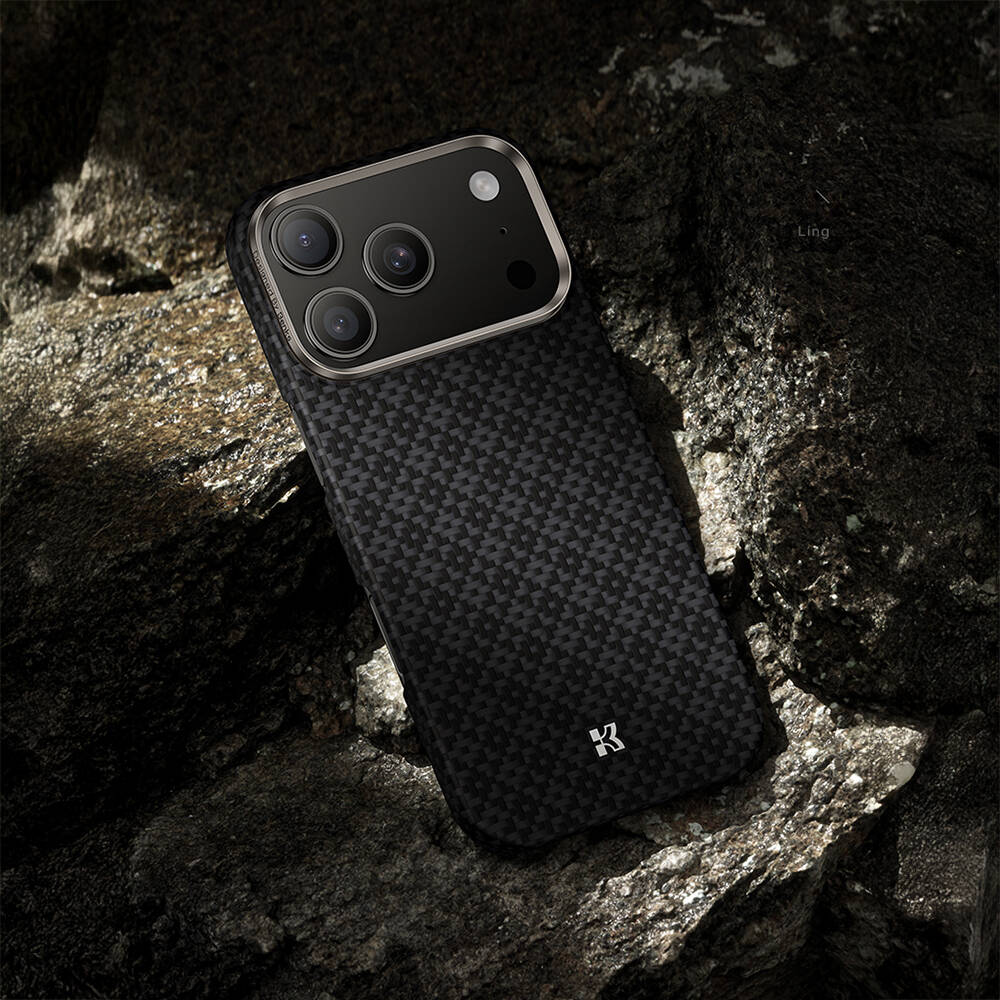 Apple iPhone 17 Pro Kılıf M-Safe Şarj Özellikli Benks ArmorAir ArmorGrid Serisi Kevlar Karbon Kapak - 21