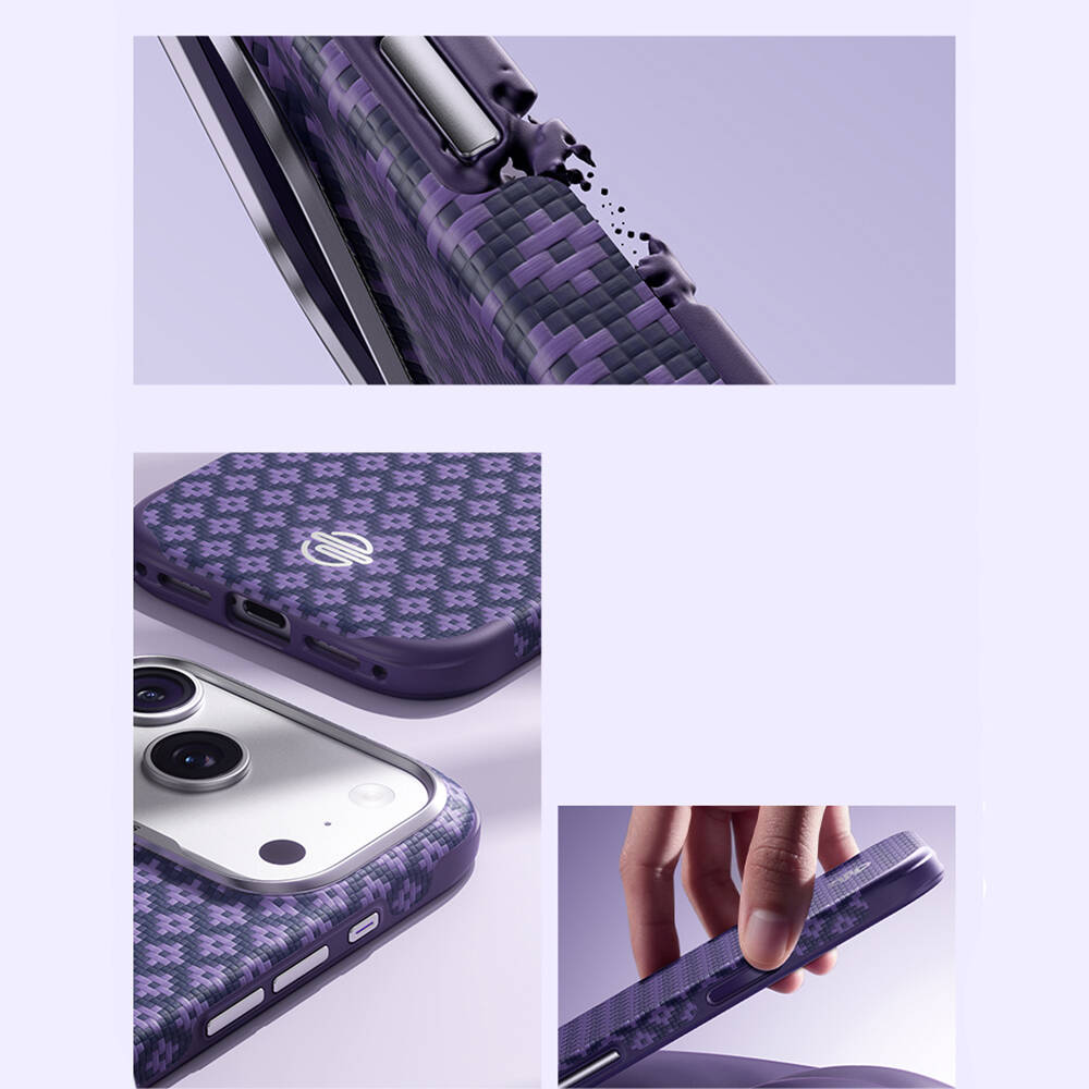 Apple iPhone 17 Pro Kılıf M-Safe Şarj Özellikli Benks ArmorPro ArmorEdge X9 Serisi Kevlar Karbon Kapak - 8
