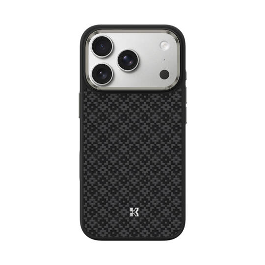 Apple iPhone 17 Pro Kılıf M-Safe Şarj Özellikli Benks ArmorPro ArmorGrid Serisi Kevlar Karbon Kapak Siyah