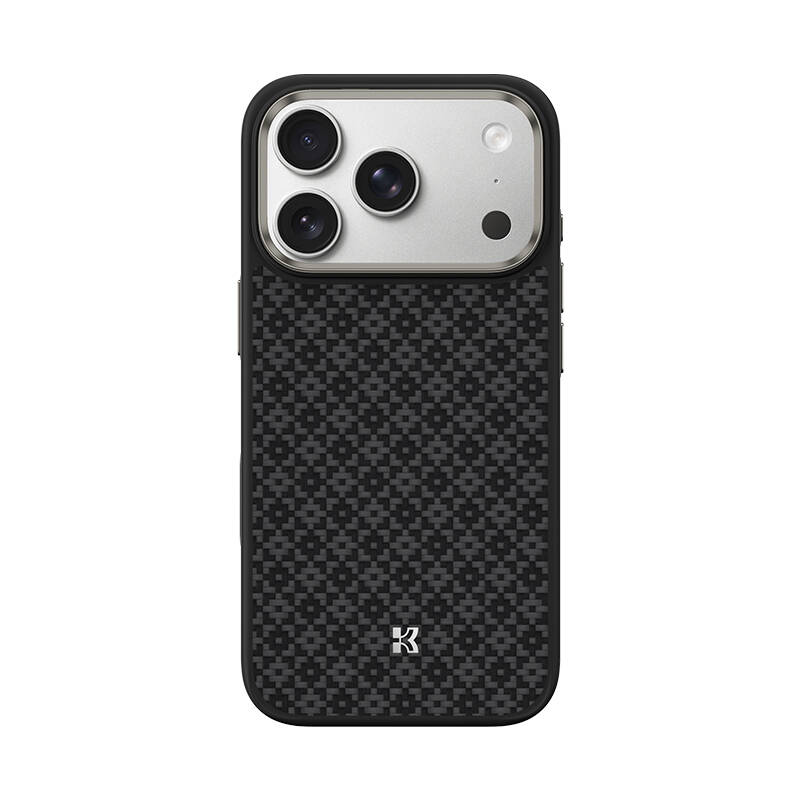 Apple iPhone 17 Pro Kılıf M-Safe Şarj Özellikli Benks ArmorPro ArmorGrid Serisi Kevlar Karbon Kapak - 3