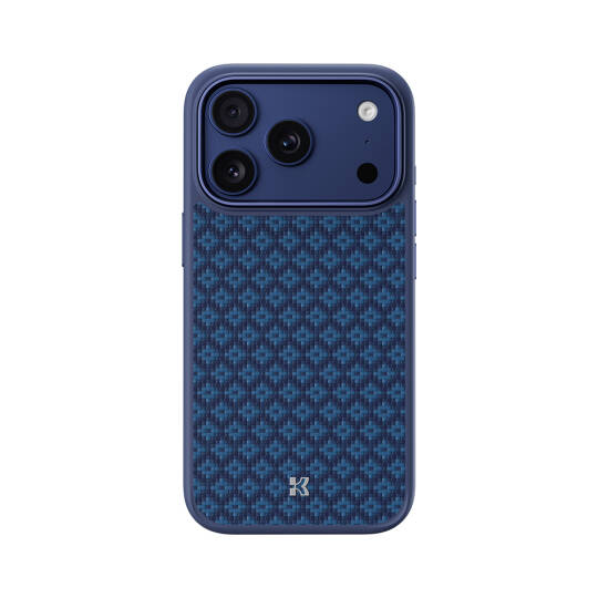 Apple iPhone 17 Pro Kılıf M-Safe Şarj Özellikli Benks ArmorPro ArmorGrid Serisi Kevlar Karbon Kapak Mavi