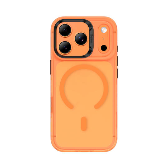 Apple iPhone 17 Pro Kılıf M-Safe Şarj Özellikli Benks C-Magnet Lucid Armor Kapak Turuncu