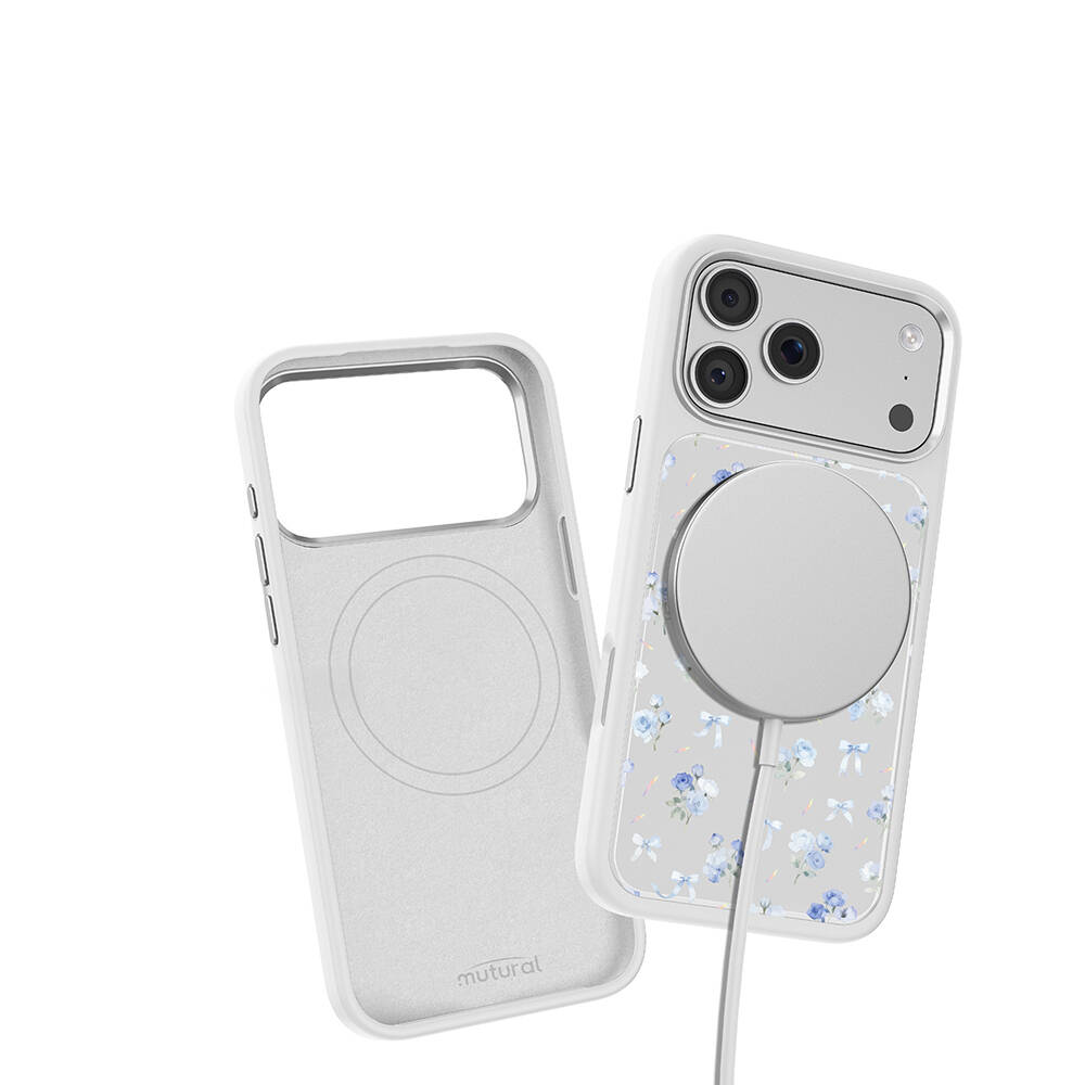 Apple iPhone 17 Pro Kılıf M-safe Şarj Özellikli Çiçek Tasarımlı Mutural Flower Serisi Kapak - 34