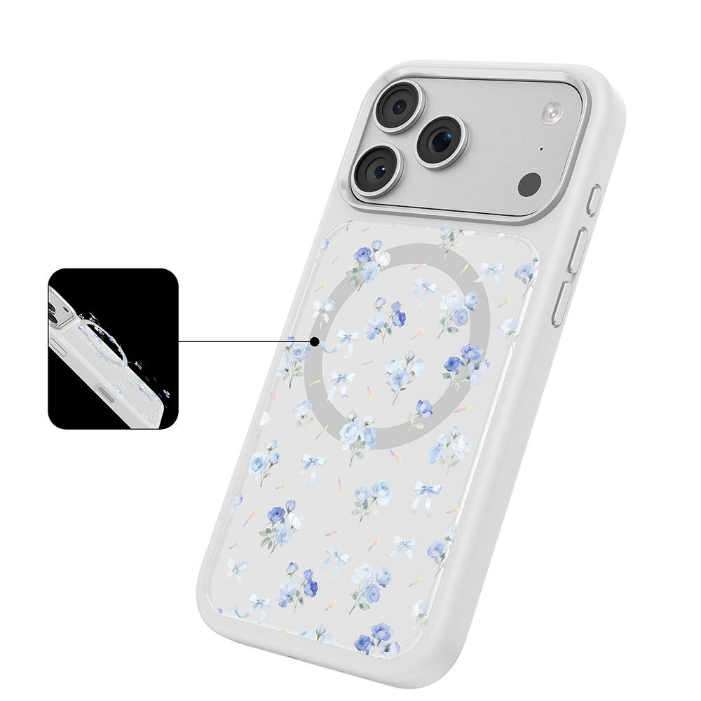 Apple iPhone 17 Pro Kılıf M-safe Şarj Özellikli Çiçek Tasarımlı Mutural Flower Serisi Kapak - 35