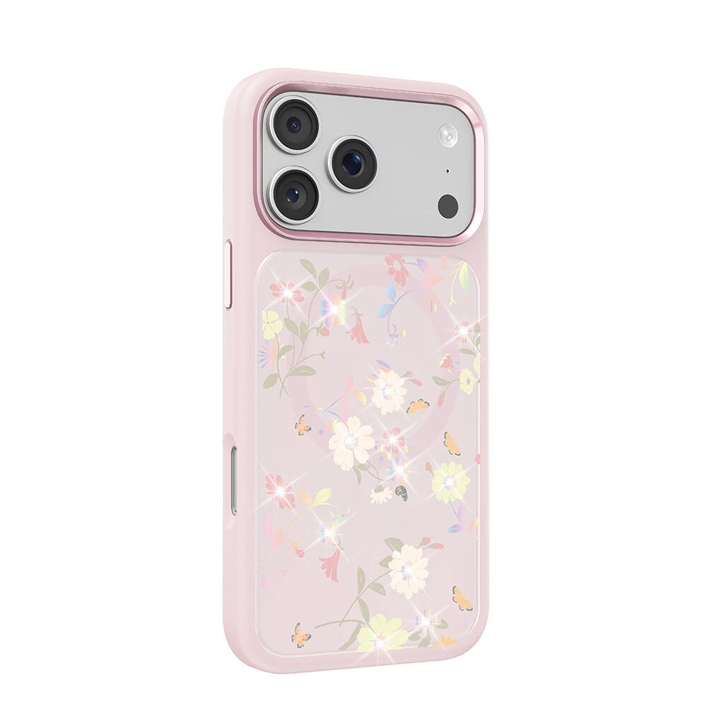 Apple iPhone 17 Pro Kılıf M-safe Şarj Özellikli Çiçek Tasarımlı Mutural Flower Serisi Kapak - 22