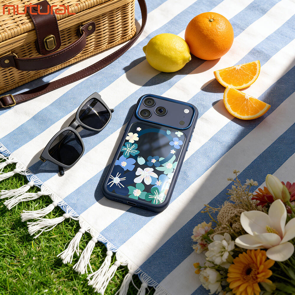 Apple iPhone 17 Pro Kılıf M-safe Şarj Özellikli Çiçek Tasarımlı Mutural Flower Serisi Kapak - 20