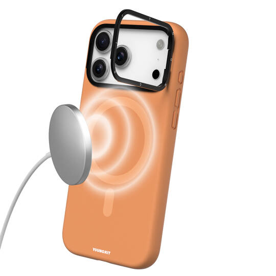 Apple iPhone 17 Pro Kılıf M-Safe Şarj Özellikli Kamera Standlı Youngkit Gel Cream Serisi Kapak - 11