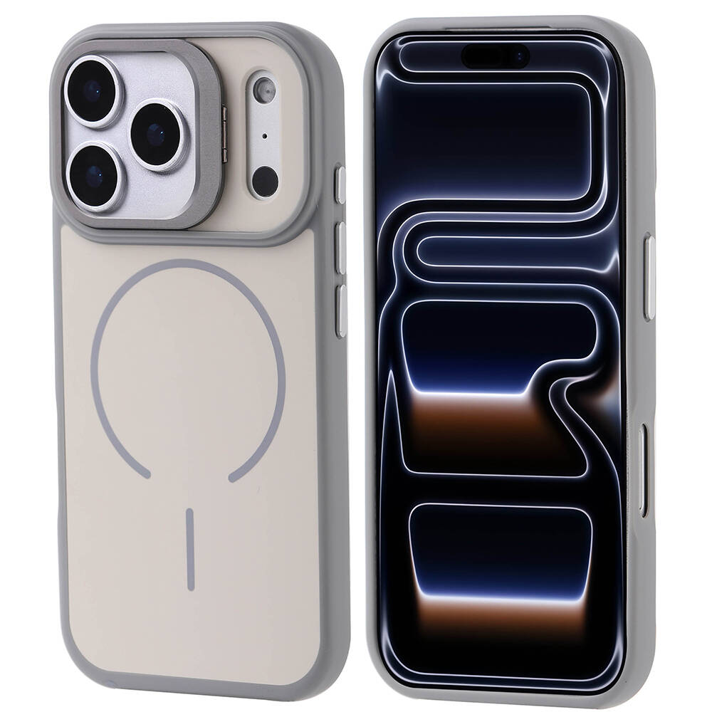 Apple iPhone 17 Pro Kılıf M-safe Şarj Özellikli Kamera Standlı Zore Notron Kapak - 6