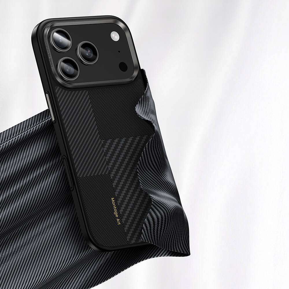 Apple iPhone 17 Pro Kılıf M-safe Şarj Özellikli Karbon Fiber Benks Montage Hybrid ArmorPro Kevlar Kapak - 10