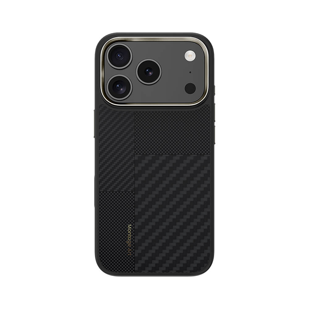 Apple iPhone 17 Pro Kılıf M-safe Şarj Özellikli Karbon Fiber Benks Montage Hybrid ArmorPro Kevlar Kapak - 1
