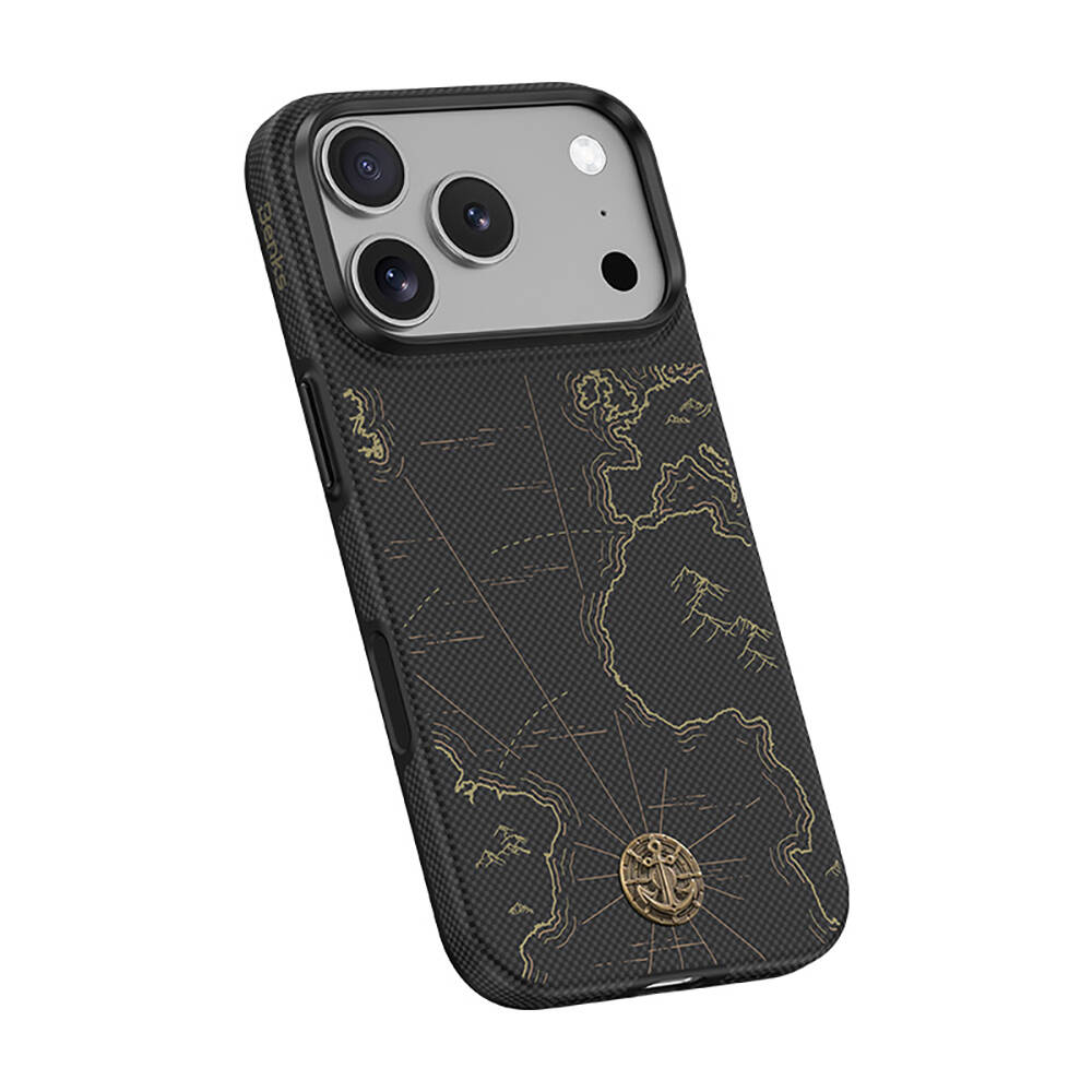 Apple iPhone 17 Pro Kılıf M-safe Şarj Özellikli Karbon Fiber Tasarımlı Benks ArmorEdge Air Navigator Kevlar Kapak - 2