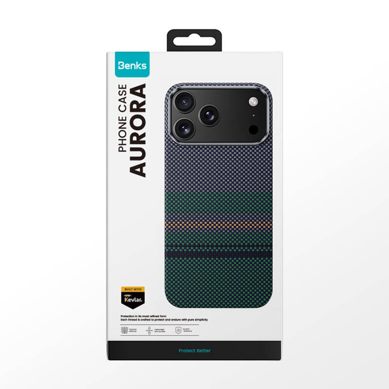 Apple iPhone 17 Pro Kılıf M-safe Şarj Özellikli Karbon Fiber Tasarımlı Benks Aurora ArmorAir Kevlar Kapak - 6