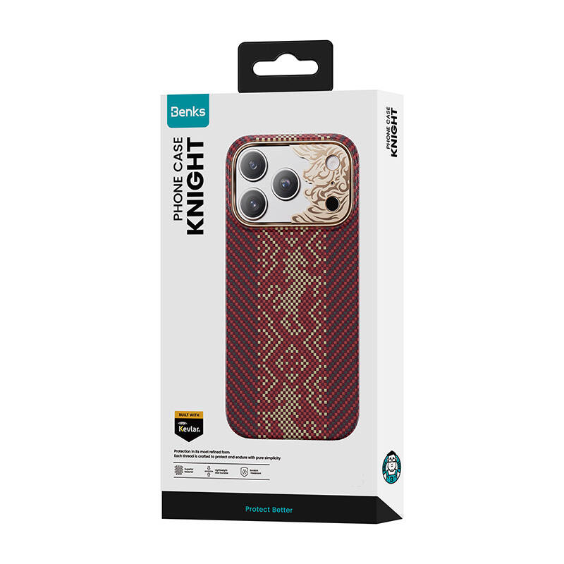 Apple iPhone 17 Pro Kılıf M-safe Şarj Özellikli Karbon Fiber Tasarımlı Benks Knight ArmorAir Kevlar Kapak - 27