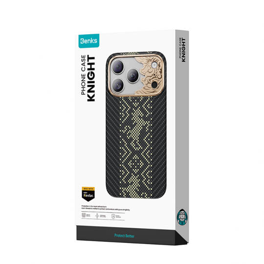Apple iPhone 17 Pro Kılıf M-safe Şarj Özellikli Karbon Fiber Tasarımlı Benks Knight ArmorAir Kevlar Kapak - 14