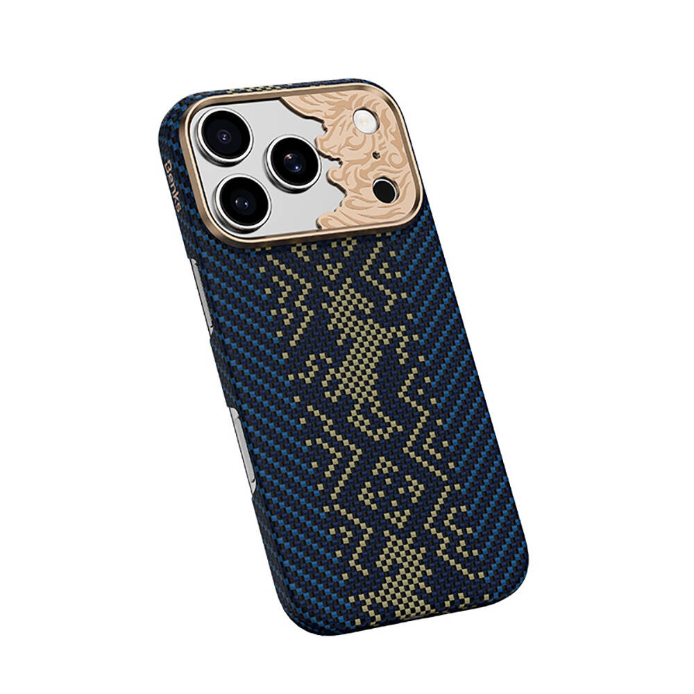 Apple iPhone 17 Pro Kılıf M-safe Şarj Özellikli Karbon Fiber Tasarımlı Benks Knight ArmorAir Kevlar Kapak - 2