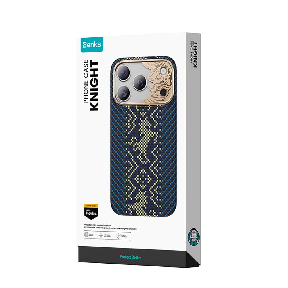 Apple iPhone 17 Pro Kılıf M-safe Şarj Özellikli Karbon Fiber Tasarımlı Benks Knight ArmorAir Kevlar Kapak - 7