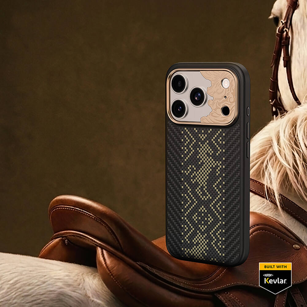 Apple iPhone 17 Pro Kılıf M-safe Şarj Özellikli Karbon Fiber Tasarımlı Benks Knight ArmorPro Kevlar Kapak - 4