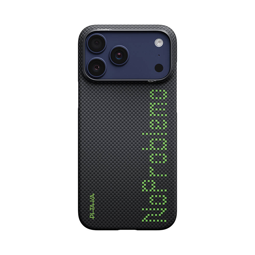 Apple iPhone 17 Pro Kılıf M-safe Şarj Özellikli Lumintex Teknolojili Fosforlu Aramid Karbon Fiber Pitaka Tactile Woven Aries Serisi Kapak - 1