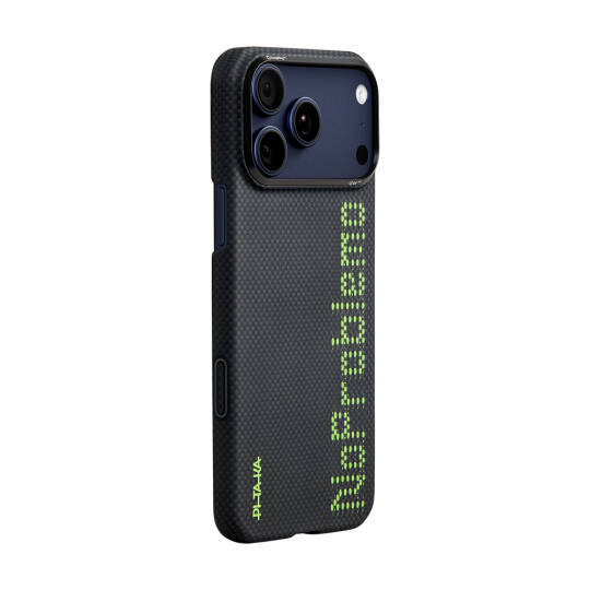 Apple iPhone 17 Pro Kılıf M-safe Şarj Özellikli Lumintex Teknolojili Fosforlu Aramid Karbon Fiber Pitaka Tactile Woven Aries Serisi Kapak - 3