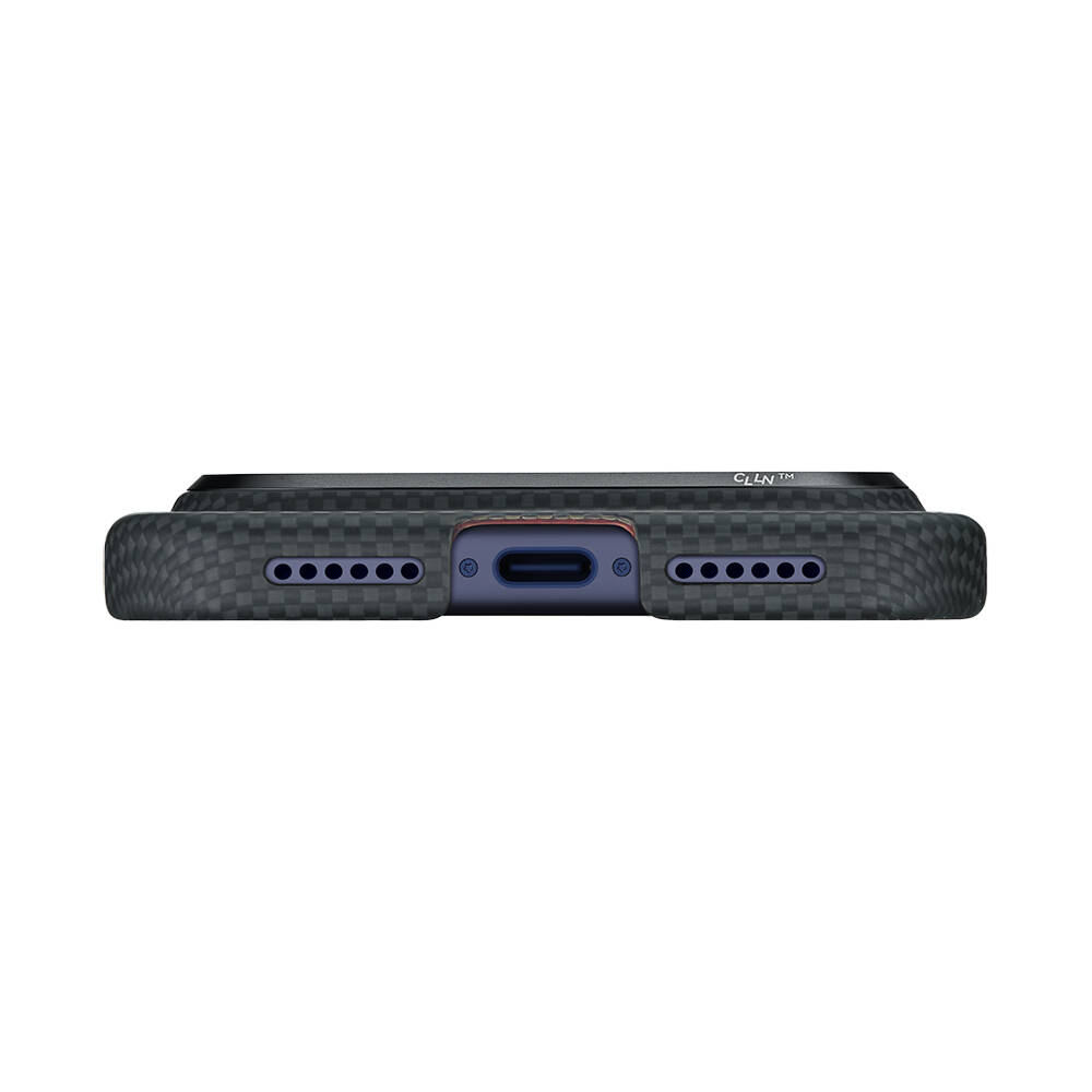 Apple iPhone 17 Pro Kılıf M-safe Şarj Özellikli Lumintex Teknolojili Fosforlu Aramid Karbon Fiber Pitaka Tactile Woven Aries Serisi Kapak - 4